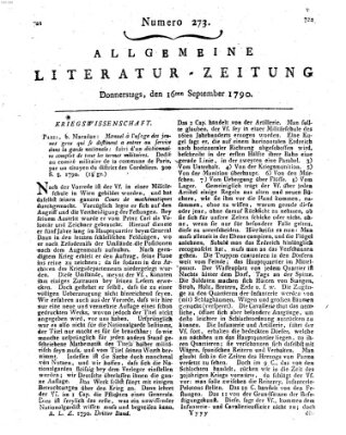 Allgemeine Literatur-Zeitung (Literarisches Zentralblatt für Deutschland) Donnerstag 16. September 1790