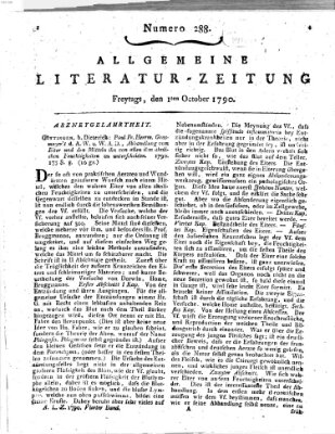 Allgemeine Literatur-Zeitung (Literarisches Zentralblatt für Deutschland) Freitag 1. Oktober 1790