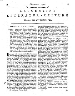 Allgemeine Literatur-Zeitung (Literarisches Zentralblatt für Deutschland) Montag 4. Oktober 1790