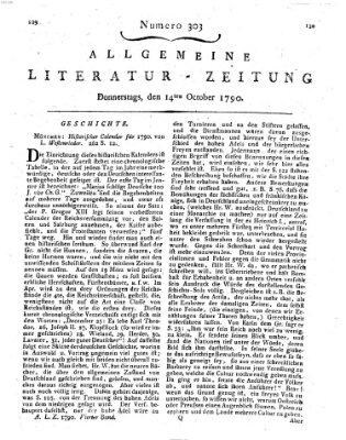 Allgemeine Literatur-Zeitung (Literarisches Zentralblatt für Deutschland) Donnerstag 14. Oktober 1790