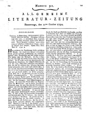 Allgemeine Literatur-Zeitung (Literarisches Zentralblatt für Deutschland) Donnerstag 21. Oktober 1790