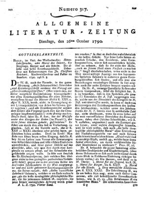 Allgemeine Literatur-Zeitung (Literarisches Zentralblatt für Deutschland) Dienstag 26. Oktober 1790