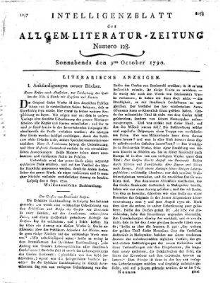 Allgemeine Literatur-Zeitung (Literarisches Zentralblatt für Deutschland) Samstag 9. Oktober 1790