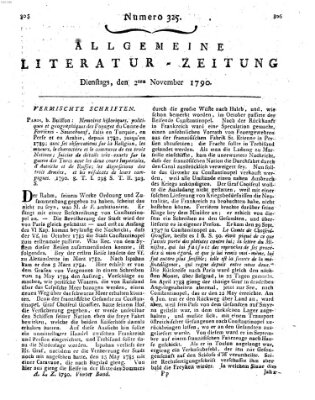 Allgemeine Literatur-Zeitung (Literarisches Zentralblatt für Deutschland) Dienstag 2. November 1790