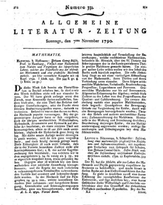 Allgemeine Literatur-Zeitung (Literarisches Zentralblatt für Deutschland) Sonntag 7. November 1790