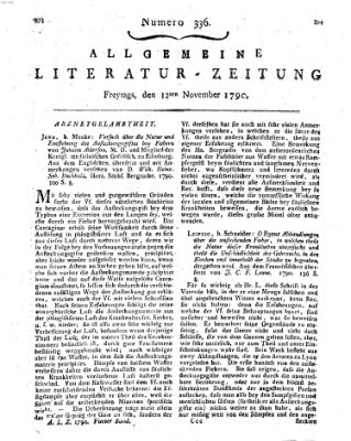 Allgemeine Literatur-Zeitung (Literarisches Zentralblatt für Deutschland) Freitag 12. November 1790