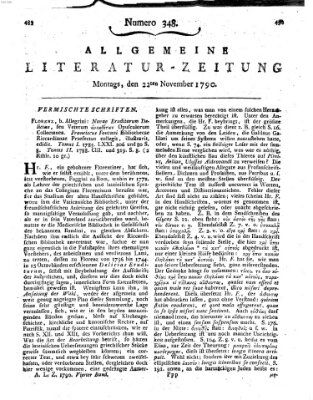 Allgemeine Literatur-Zeitung (Literarisches Zentralblatt für Deutschland) Montag 22. November 1790