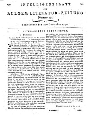 Allgemeine Literatur-Zeitung (Literarisches Zentralblatt für Deutschland) Samstag 25. Dezember 1790