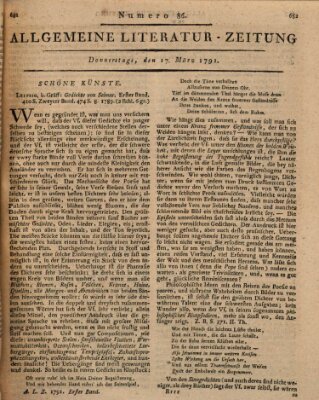 Allgemeine Literatur-Zeitung (Literarisches Zentralblatt für Deutschland) Donnerstag 17. März 1791