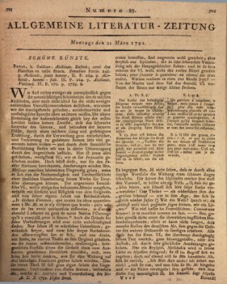 Allgemeine Literatur-Zeitung (Literarisches Zentralblatt für Deutschland) Montag 21. März 1791