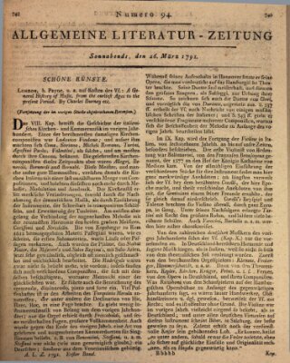 Allgemeine Literatur-Zeitung (Literarisches Zentralblatt für Deutschland) Samstag 26. März 1791