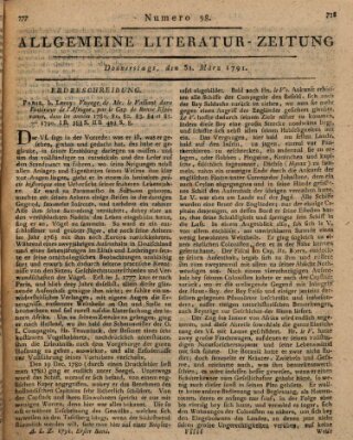 Allgemeine Literatur-Zeitung (Literarisches Zentralblatt für Deutschland) Donnerstag 31. März 1791