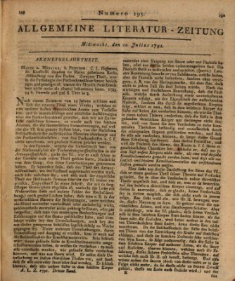 Allgemeine Literatur-Zeitung (Literarisches Zentralblatt für Deutschland) Mittwoch 20. Juli 1791
