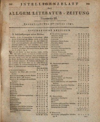 Allgemeine Literatur-Zeitung (Literarisches Zentralblatt für Deutschland) Samstag 16. Juli 1791