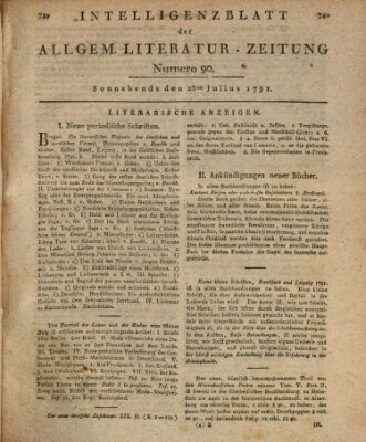 Allgemeine Literatur-Zeitung (Literarisches Zentralblatt für Deutschland) Samstag 23. Juli 1791