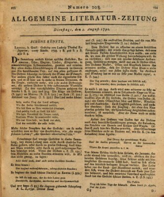 Allgemeine Literatur-Zeitung (Literarisches Zentralblatt für Deutschland) Dienstag 2. August 1791