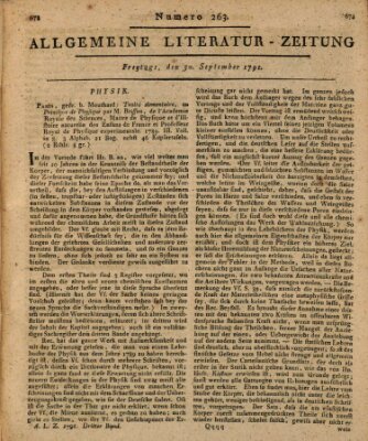 Allgemeine Literatur-Zeitung (Literarisches Zentralblatt für Deutschland) Freitag 30. September 1791