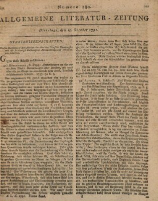 Allgemeine Literatur-Zeitung (Literarisches Zentralblatt für Deutschland) Dienstag 18. Oktober 1791