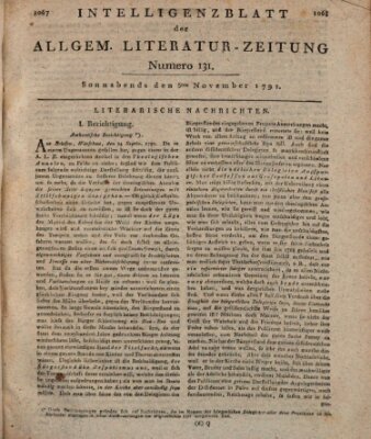 Allgemeine Literatur-Zeitung (Literarisches Zentralblatt für Deutschland) Samstag 5. November 1791