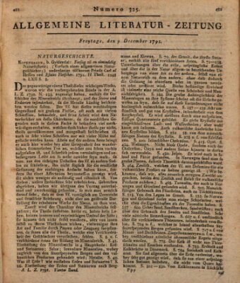 Allgemeine Literatur-Zeitung (Literarisches Zentralblatt für Deutschland) Freitag 9. Dezember 1791
