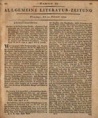 Allgemeine Literatur-Zeitung (Literarisches Zentralblatt für Deutschland) Dienstag 21. Februar 1792