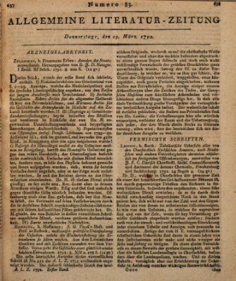 Allgemeine Literatur-Zeitung (Literarisches Zentralblatt für Deutschland) Donnerstag 29. März 1792