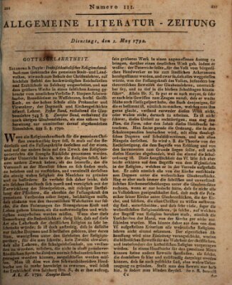Allgemeine Literatur-Zeitung (Literarisches Zentralblatt für Deutschland) Dienstag 1. Mai 1792