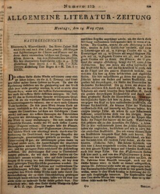 Allgemeine Literatur-Zeitung (Literarisches Zentralblatt für Deutschland) Montag 14. Mai 1792