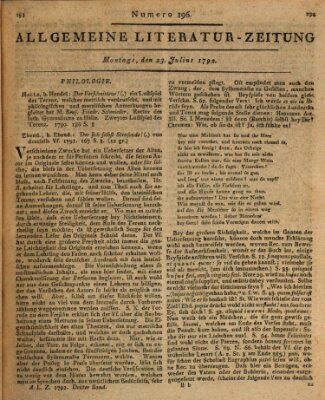 Allgemeine Literatur-Zeitung (Literarisches Zentralblatt für Deutschland) Montag 23. Juli 1792