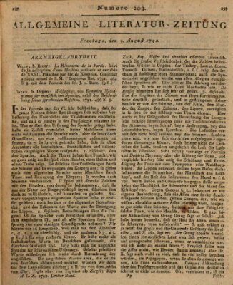 Allgemeine Literatur-Zeitung (Literarisches Zentralblatt für Deutschland) Freitag 3. August 1792