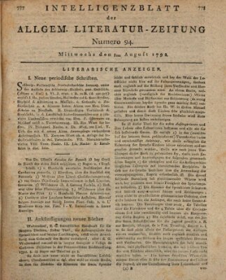 Allgemeine Literatur-Zeitung (Literarisches Zentralblatt für Deutschland) Mittwoch 8. August 1792
