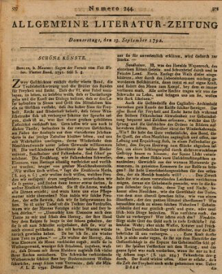 Allgemeine Literatur-Zeitung (Literarisches Zentralblatt für Deutschland) Donnerstag 13. September 1792
