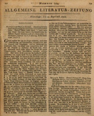 Allgemeine Literatur-Zeitung (Literarisches Zentralblatt für Deutschland) Dienstag 25. September 1792