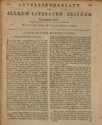 Allgemeine Literatur-Zeitung (Literarisches Zentralblatt für Deutschland) Mittwoch 5. September 1792