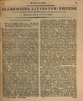 Allgemeine Literatur-Zeitung (Literarisches Zentralblatt für Deutschland) Freitag 5. Oktober 1792