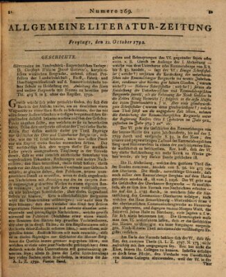 Allgemeine Literatur-Zeitung (Literarisches Zentralblatt für Deutschland) Freitag 12. Oktober 1792