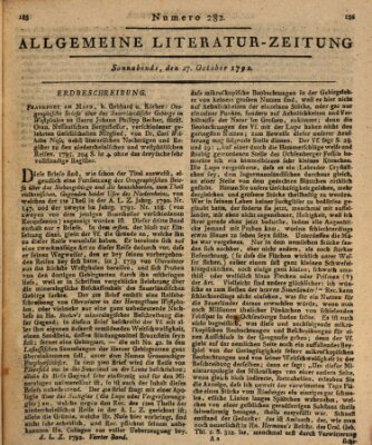 Allgemeine Literatur-Zeitung (Literarisches Zentralblatt für Deutschland) Samstag 27. Oktober 1792