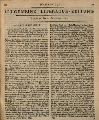 Allgemeine Literatur-Zeitung (Literarisches Zentralblatt für Deutschland) Dienstag 13. November 1792