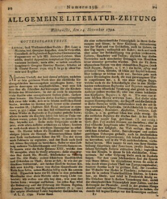 Allgemeine Literatur-Zeitung (Literarisches Zentralblatt für Deutschland) Mittwoch 14. November 1792
