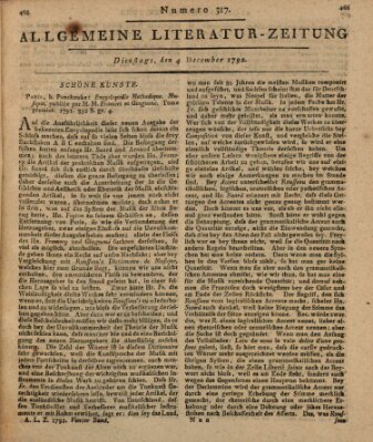 Allgemeine Literatur-Zeitung (Literarisches Zentralblatt für Deutschland) Dienstag 4. Dezember 1792