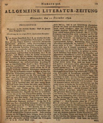 Allgemeine Literatur-Zeitung (Literarisches Zentralblatt für Deutschland) Mittwoch 12. Dezember 1792