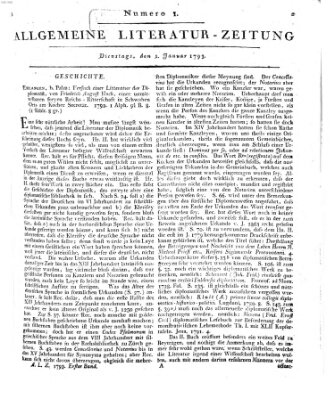 Allgemeine Literatur-Zeitung (Literarisches Zentralblatt für Deutschland) Dienstag 1. Januar 1793