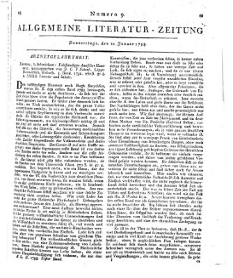 Allgemeine Literatur-Zeitung (Literarisches Zentralblatt für Deutschland) Donnerstag 10. Januar 1793