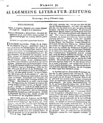 Allgemeine Literatur-Zeitung (Literarisches Zentralblatt für Deutschland) Dienstag 5. Februar 1793