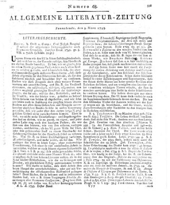 Allgemeine Literatur-Zeitung (Literarisches Zentralblatt für Deutschland) Samstag 9. März 1793