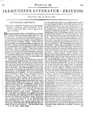 Allgemeine Literatur-Zeitung (Literarisches Zentralblatt für Deutschland) Freitag 22. März 1793