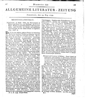 Allgemeine Literatur-Zeitung (Literarisches Zentralblatt für Deutschland) Samstag 25. Mai 1793
