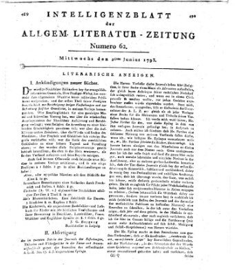 Allgemeine Literatur-Zeitung (Literarisches Zentralblatt für Deutschland) Mittwoch 26. Juni 1793
