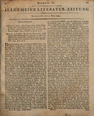 Allgemeine Literatur-Zeitung (Literarisches Zentralblatt für Deutschland) Samstag 1. März 1794