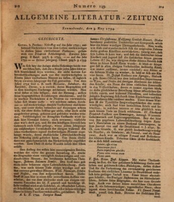 Allgemeine Literatur-Zeitung (Literarisches Zentralblatt für Deutschland) Samstag 3. Mai 1794